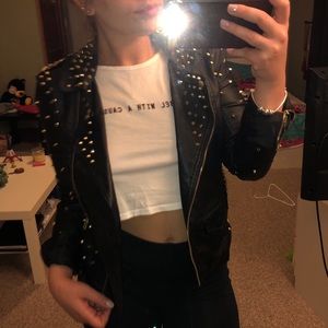 Real Leather Studded  jacket